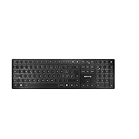 CHERRY KW 9100 SLIM, Wireless Design Keyboard, Swiss Layout (QWERTZ), Choice of Bluetooth or 2.4 GHz RF, Flat Keys, Rechargeable, Grey/Black