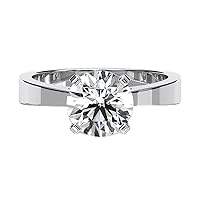 Siyaa Gems 2 CT Round Diamond Moissanite Engagement Ring Wedding Ring Eternity Band Vintage Solitaire Halo Hidden Prong Setting Silver Jewelry Anniversary Ring Gift