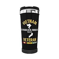 Uss Franklin D Roosevelt Cva-42 Vietnam Veteran Portable Insulated Tumblers Coffee Thermos Cup Stainless Steel With Lid Double Wall Insulation Travel Mug For Outdoor