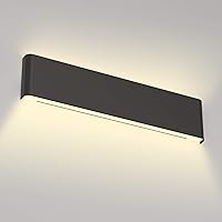 Aipsun 20W/24in Rectangular LED Black Modern Wall Sconce Horizontal Up and Down Wall Mount Light for Indoor Vanity Bar Light Bedroom Living Room Bathroom Home Lighting Fixtures (Warm White 3000K)