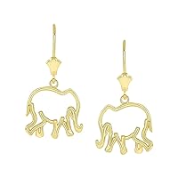 POLISHED OPENWORKS ELEPHANT LEVERBACK EARRINGS IN YELLOW GOLD - Gold Purity:: 14K