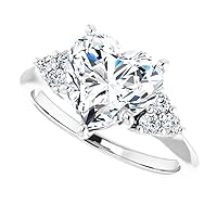 JEWELERYIUM Heart Brilliant Cut 3 Carat, Colorless Moissanite Engagement Ring, Wedding/Bridal Ring, Solitaire Halo, Antique Anniversary Promise Ring Gift for Her