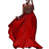 XJYIOEWT Spring Dresses for Women 2024 Trendy Plus Size, Beach Women Evening Sleeveless Maxi Long Boho Dress Backless P