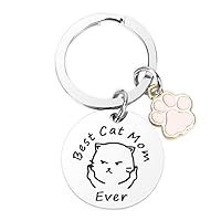 Cat Mom Keychain Birthday Gifts for Women Friends Graduation Gift for Mom Mothers Day Gifts from Son Daughter Best Cat Mom Ever Gifts for Co-worker Leaving Gifts Pet Cat Lovers Keychains