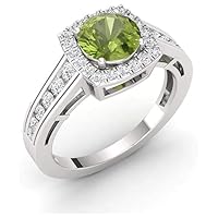 Peridot Round 6.00mm Cocktail Ring | Sterling Silver 925 With Rhodium Plated | Wedding, Anniversary And Engagement Collection