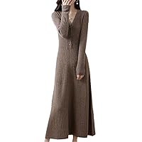 Autumn Winter High Elasticity 100% Wool Thicken Sweater Dress Warm Basic Knit Slim Female Casual Dresses