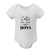 Newborn Outfit Cats are Cuter Than Boys Baby Romper Inspirational Unisex Baby Clothes for New Mum White, 12months