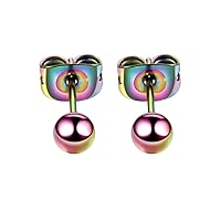 Hypoallergenic Ball Stud Earrings from Medical Grade Titanium Rainbow Color. Titanium earrings.