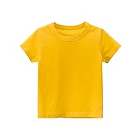 Toddler Kids Girls Boys Short Sleeve Basic T Shirt Casual Summer Tees Shirt Tops Solid Color Fetus Top