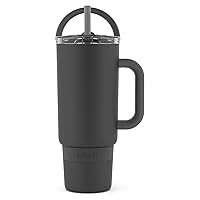 Ello Port 40oz Tumbler with Carry Loop & Integrated Handle, Vacuum Insulated Stainless Steel Reusable Water Bottle, Travel Mug with Leak Proof Lid and Straw, Perfect for Iced Coffee and Tea