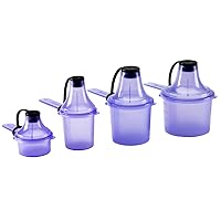 The Scoopie Supplement Container, Scoop, and Funnel System for Pre Workout Powder and Protein, Spill Proof Holder Dispenser, Gym and Shaker Bottle Travel Accessory, 4 Pack, PURPLE, 15cc 30cc 60cc 90cc