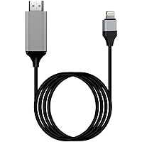 [Apple MFi Certified HDMI Adapter] Lightning to HDTV Adapter Cable (6.6FT-Black), Compatible with iPhone 13 12 11 Pro, SE, Xs XR X, 8 7 iPad iPod, Sync Screen on HDTV/Projector/Monitor -No Need Power
