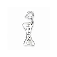 Sterling Silver Synthetic Cz Dog Bone Top Dog Charm