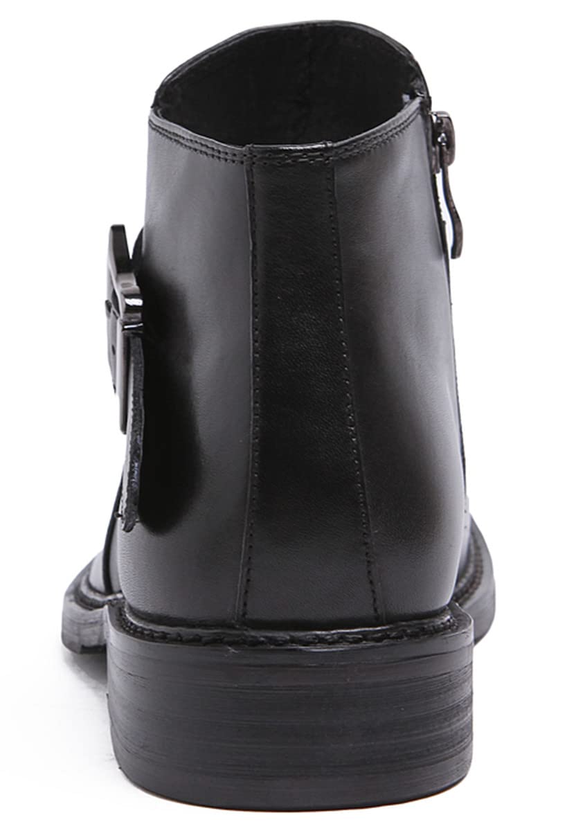 Santimon Mens Buckle Monk Strap Leather Dress Ankle Boots