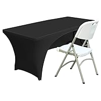 ABCCANOPY Spandex Open Back Table Cover 4 ft. Fitted Polyester Tablecloth Stretch Spandex Tablecover Table Toppers, Black