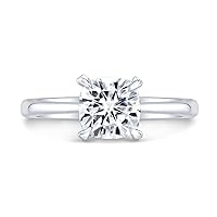 Siyaa Gems 2 CT Cushion Moissanite Engagement Ring Wedding Eternity Band Solitaire Halo Silver Jewelry Anniversary Promise Ring Gift