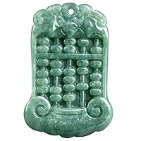 Natural Jade Fortune Bat Ruyi Abacus Pendant - Hand-carved Grade A Jadeite Fengshui Amulet with Adjustable Cord - Wealth and Good Luck