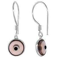 Sterling Silver Evil Eye Earrings for Women and Girls 10 MM Glass Eyes Available in All Color Fish Hook