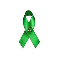 Green Ribbon Awareness Pins - Wholesale Pack Pins for Cerebral Palsy, Glaucoma, Mental Health, Bipolar Disorder, Organ Donation, Liver Cancer- Perfect for Gift-Giving and Fundraising, Satin, satin