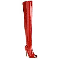 LEHOOR Open Toe Over Knee High Boots Stiletto Thigh High Boots for woman Sexy Peep Toe 4” High Heel High Boots Patent Leather Side Zipper Long Boots Stylish Club Party 4-13 M US