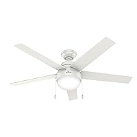 Hunter Fan Company, 50231, 52 inch Anslee Fresh White Ceiling Fan with LED Light Kit and Pull Chain