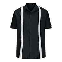 Mens Loose Casual Shirts Fashion Solid Color Patchwork Summer Short Sleeve Turndown Collar Button Down Beach Shirt