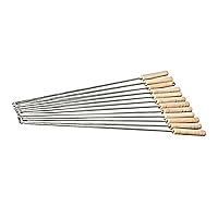 Barbecue Skewers with Wood Handle Stainless Steel Roasting Sticks for BBQ Camping Cookware Grill Cooking 12PCS