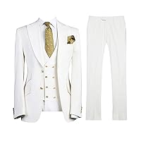 UMISS Men's Suits Two Buttons Jacket Vest Pants 3 Pieces Suit