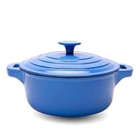 23CM blue cast iron saucepan, enamel pot, soup pot, gas induction cooker (size: 9.1 inches long x 3.9 inches high)