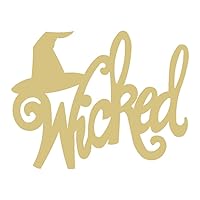 Word Wicked Cutout Unfinished Wood Shape Halloween Cutout Home Decor Door Hanger MDF Shape Style 2
