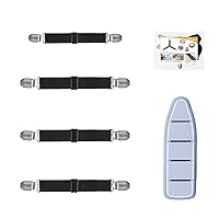 4Pcs Adjustable Crisscross Fitted Sheet Band Straps Grippers Suspenders (4pcs-Black)