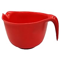 GLAD Mixing Bowl with Handle – 3 Quart | Heavy Duty Plastic with Pour Spout and Non-Slip Base | Dishwasher Safe Kitchen Supplies for Cooking and Baking, Red