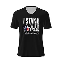 I Stand with Texas T-Shirts Men's Casual Football Jersey V-Neck Short Sleeve Top