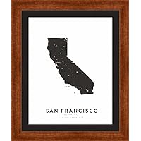 San Francisco || California Modern Framed Wall Art, 11x14 Wood, Decorative Map Art for Wall | Ready to Hang Wall Decor | (FRAME + PRINT)