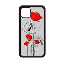 Red Flowers Abstract Art Line Painting Corn for iPhone 12 Pro Max Cover for Apple Mini Mobile Case Shell