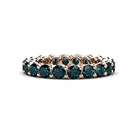 London Blue Topaz 2.52 Ctw to 2.94 Ctw Shared Prong Eternity Band with Side Gallery Work in 14K Gold