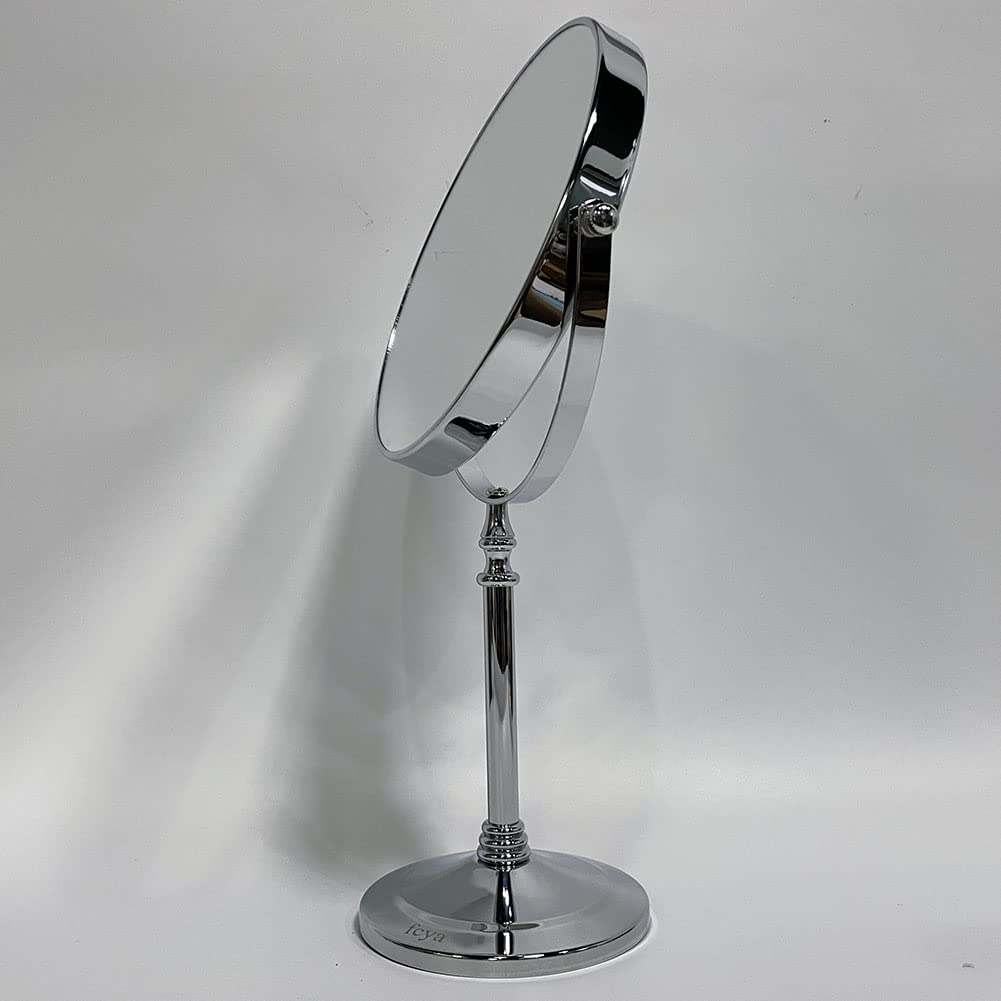 fcya Makeup Mirror,Magnifying Mirror 1/20X Magnification, Large Table top Two-Sided Swivel Vanity Mirror, Chrome FinishStyle 1-8 inches