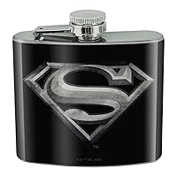 Superman Steel Logo Stainless Steel 5oz Hip Drink Kidney Flask
