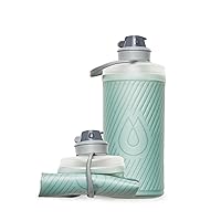 Hydrapak Flux - Collapsible Backpacking Water Bottle (1 Liter) - BPA Free, Ultra Light, Spill-Proof Twist Cap - Sutro Green