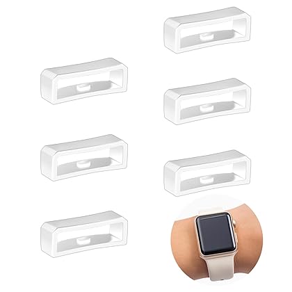 SAVITA 6pcs 22mm Watch Strap Holder Loop, Silicone Watch Band Keeper Retainer Replacement Watch Fastener Rings for Smartwatch Band Wristband (White)