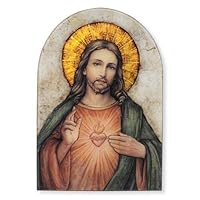 Catholic Gifts & More Decorative Inspirational Arched Plaque, Small, Sacred Heart of Jesus