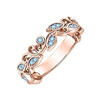 Unique Leaf Flower Engagement Ring Round Gemstone 14k Rose Gold Over .925 Sterling Silver Art Deco Promise Ring for Women's.