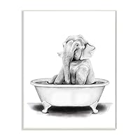 Stupell Industries Elephant In A Tub Funny Animal Bathroom Drawing, Design by Rachel Neiman Art, 10 x 15, Wall Plaque