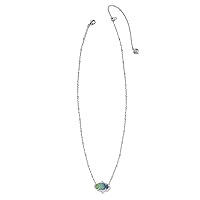 Kendra Scott Elisa Petal Framed Short Pendant Necklace Silver Aqua Ombre Drusy One Size