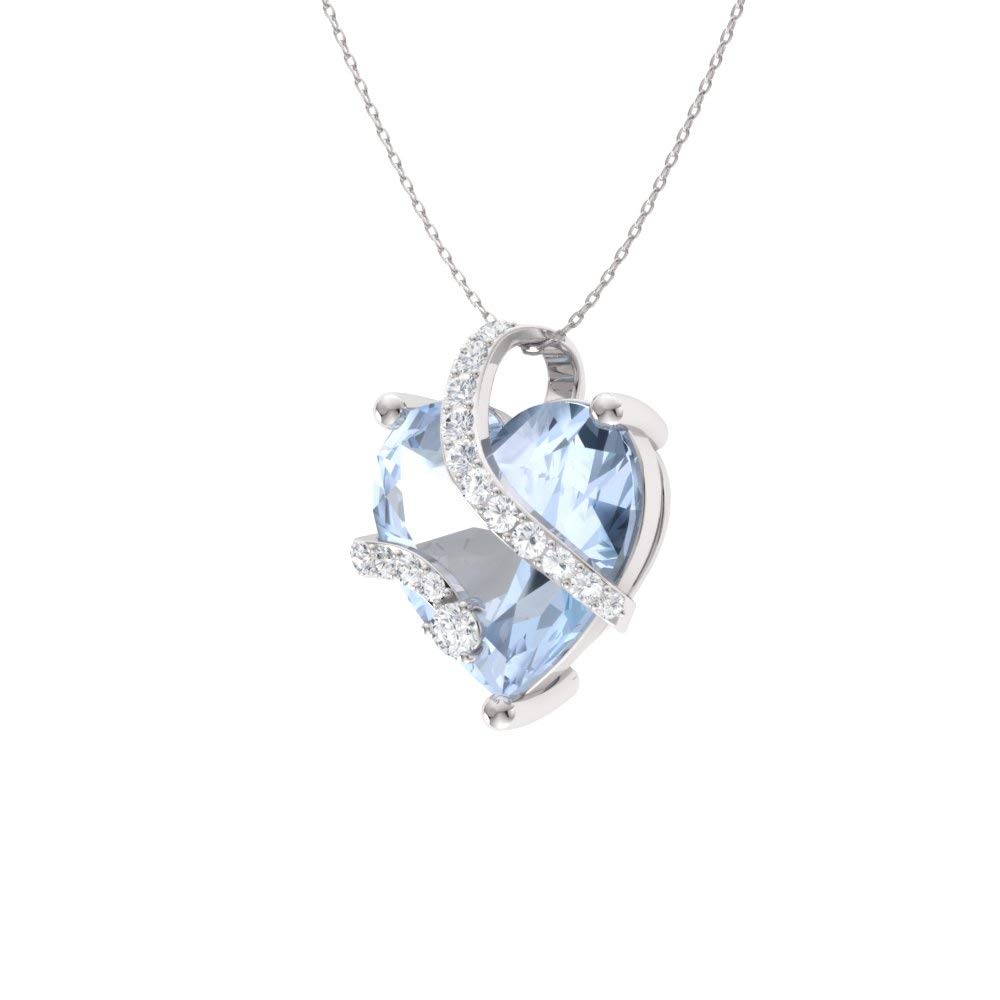 Diamondere Natural and Certified Heart Cut Gemstone and Diamond Wrap Heart Petite Necklace in 14k Solid Gold | 1.68 Carat Pendant with 18 Inch Chain
