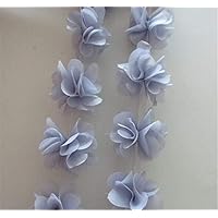 5 Yard 3D Chiffon Flower Cluster Lace Edge Trim Ribbon 2