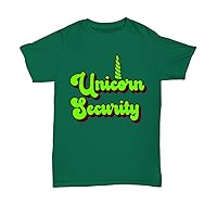 Unicorn Security Neon Green Vintage Retro 70s 80s 90s Women Men Plus Size Graphic T-Shirt Unisex Tee Forest Green
