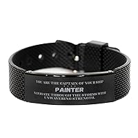 To My Painter Gifts, You Are The Captain Of Your Ship, Navigate Through The Storms With Unwavering Strength, Amazing Black Shark Mesh Bracelet For Painter Birthday Christmas Gifts for Coworkers,