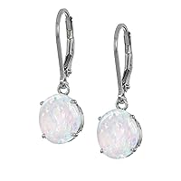 Choose Your Gemstone Dangle Drop Earrings Created or Natural Gemstone Leverback Prong Style Earring For Women and Girls Fashion Jewelry