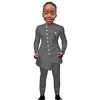Boys Suit Jackets Slim Fit 2 Pieces Standing Collar African Jacket Blazer Tail Tuxedos Formal Suits Party Blazer